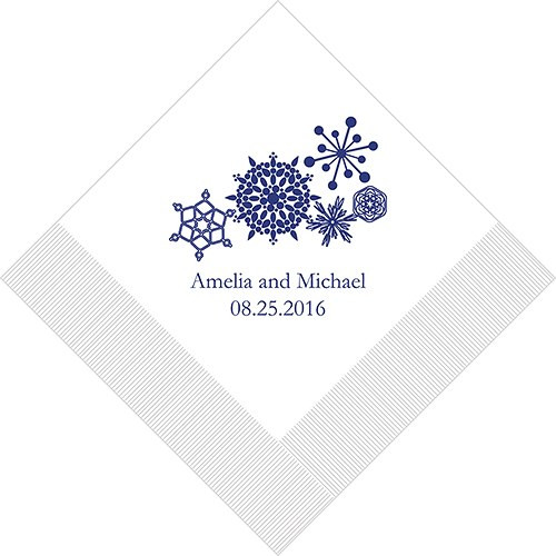 Snowflake Personalized Napkins - Winter Wedding